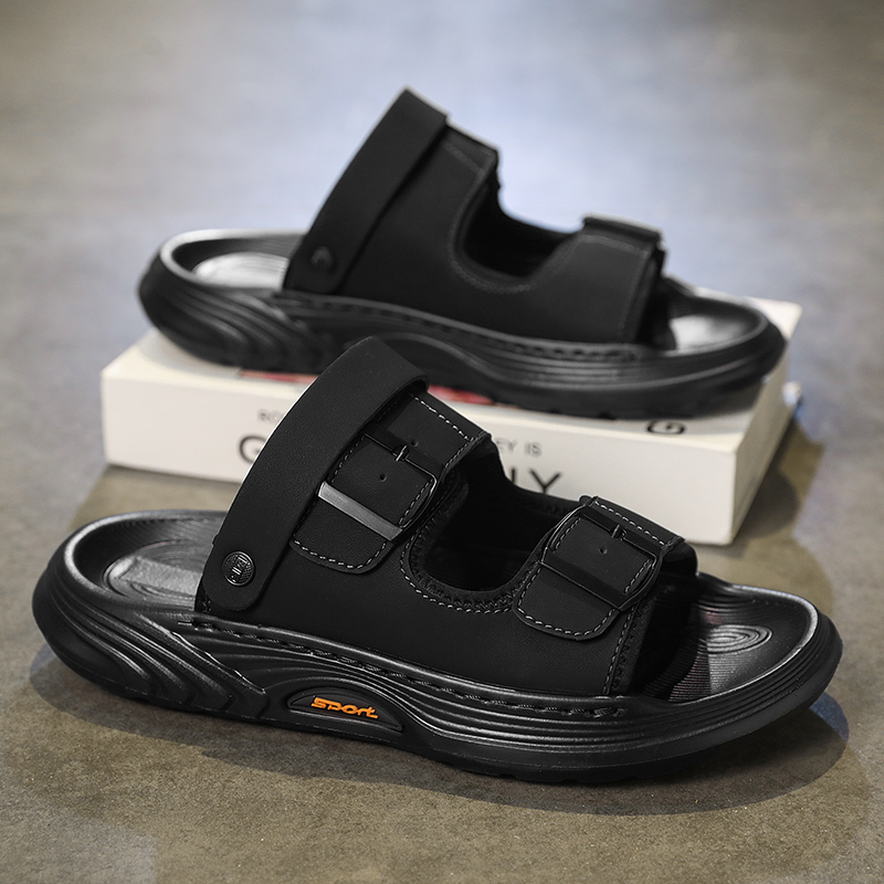 Flip Flop Leather Men - Skórzane męskie klapki na platformie, luksusowe
