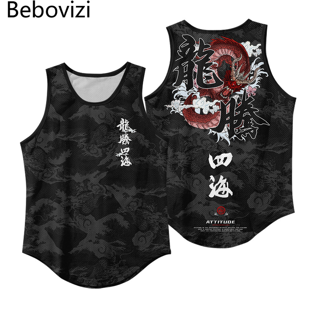 Tank Top Muscle - Smok w stylu chińskim szybujący na