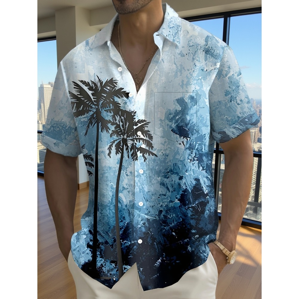 Resort Shirt Floral - Koszula resortowa z minimalną teksturą atramentu,