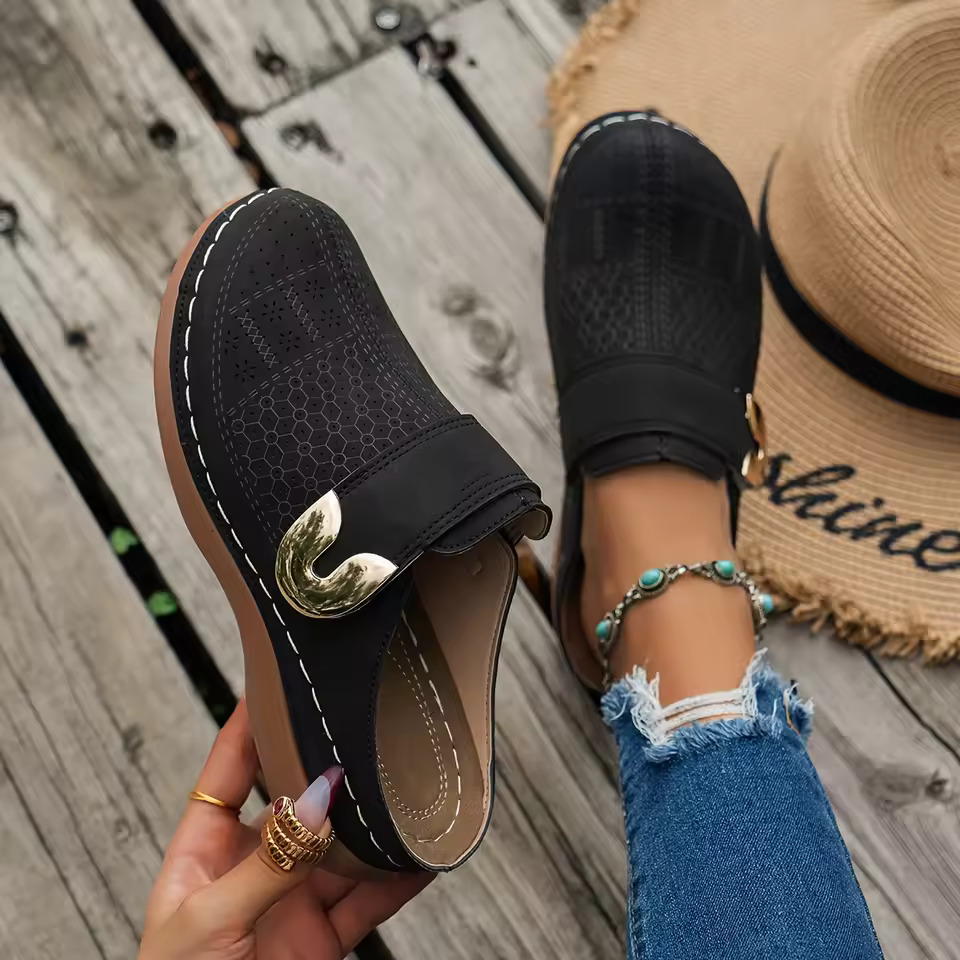 Espadrille Slip On - Damskie wygodne klapki typu mule, ażurowe