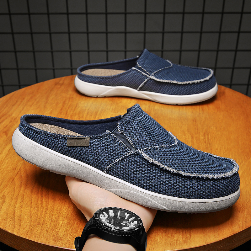 Espadrille Slip On - Męskie wsuwane półbuty na płótnie, klapki,