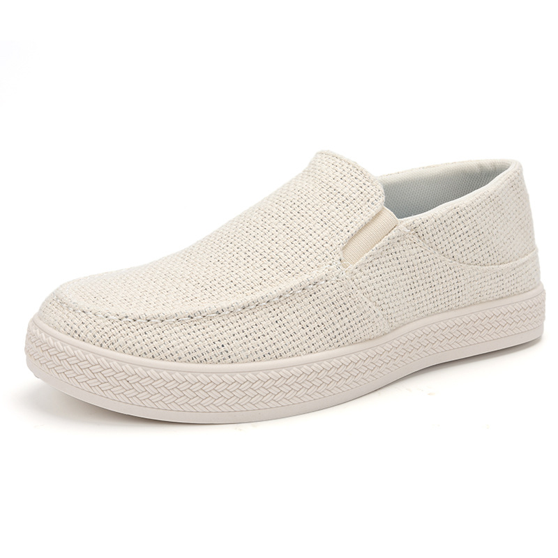 Espadrille Slip On - Męskie lniane wsuwane mokasyny z oddychającą,
